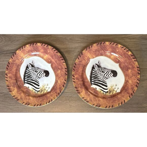 Lynn Chase Designs Other - Lynn Chase African Portraits Zebra Plate Lot of 2 Luncheon Salad 9" Vintage NWOT